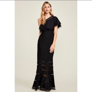 Tadashi Shoji One Shoulder Pintuck Jersey Gown